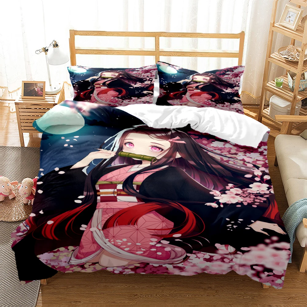 

Demon slayer Cover Digital Print Polyester Bedding Sets Boys Bed hild Kids Covers Linen Set for Teens king size bedding set