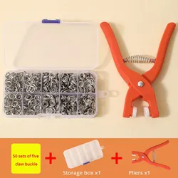 Deluxe Snap Button Kit with Hand Pliers - 50-Piece Metal Snaps for Sewing and DIY Crafts (A)