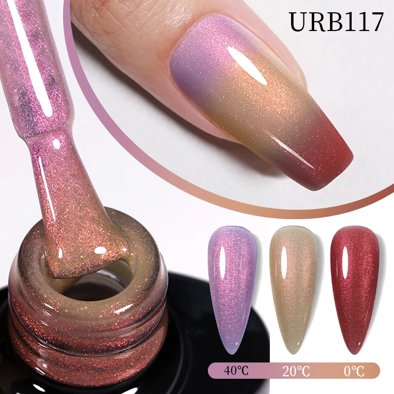 UR SUGAR 7ml Thermal Auroras Glitter Gel Nail Polish Winter Temperature 3 Colors Changing Soak Off UV LED Manicure Nails Gel 2