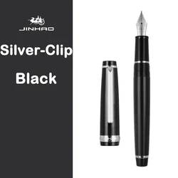 Luxury Silver Clip Fountain Pen - Elegant Extra Fine Nib Writing Instrument - F (S - Black)