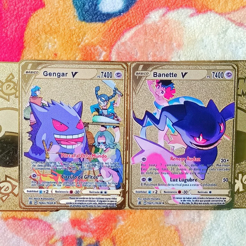 2023 Pokemon Metal Card Letters Pikachu Vmax Charizard Gengar Anime Games Game Collection Golden Card Iron Cards Toys Kids Gifts