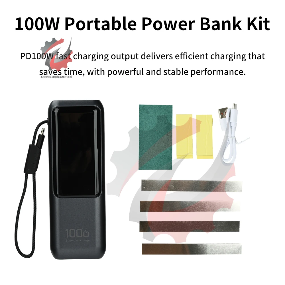 Power Bank portatile con display digitale intelligente a LED con cavo integrato Power Bank a ricarica rapida ad alta potenza da 100 W di grande capacità - immagine 4