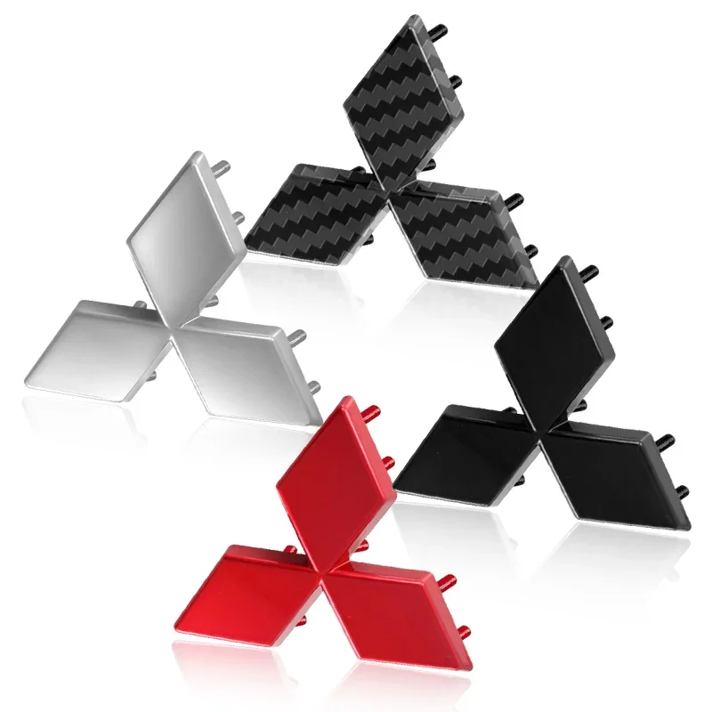 3D ABS 블랙 크롬 레드 카본 자동차 프론트 후드 엠블럼 리어 트렁크 배지 스티커 (미쓰비시 ASX 랜서 10 파제로 아웃랜더 L200 용)