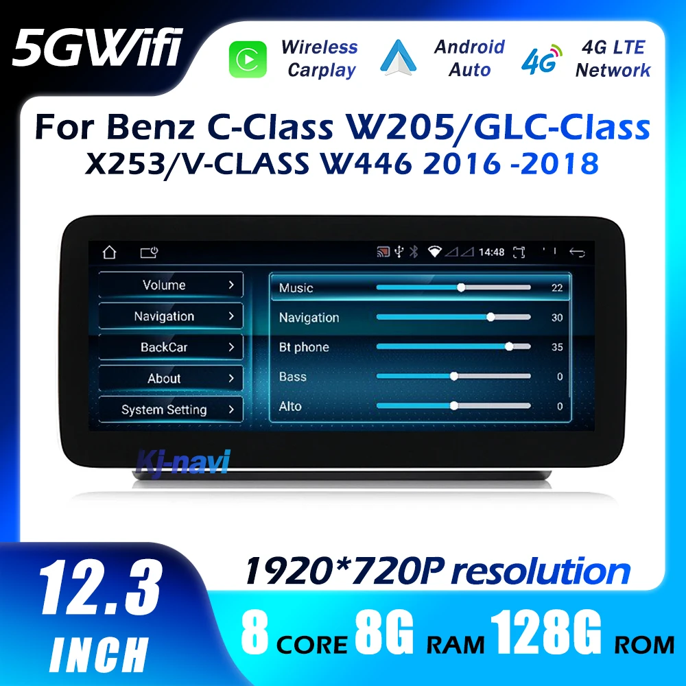 

Автомагнитола Mercedes Benz C-Class W205 GLC-Class X253 V-Class W446 12,3-2016, 2018 дюйма, Android 13, GPS-навигация, видео стерео, 4G