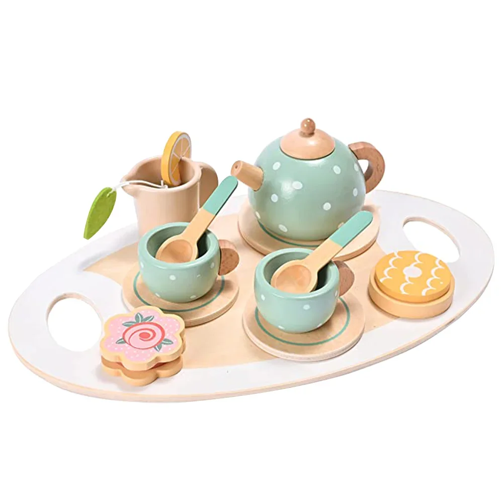 

Wooden Afternoon Tea Set Toy Pretend Play Food Learning Role Play Game Early Educational Toys for Toddlers Girls Boys Kids Gifts