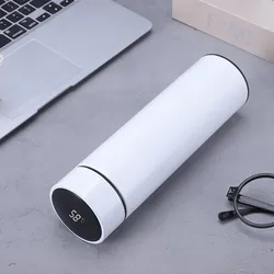 Smart LED Temperature Display Stainless Steel Thermos Bottle - 500ML Vacuum Flask - 500ML (White)