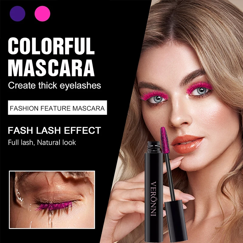 Colored Mascara Eyelashes, Purple Blue Red White Black Colorful Waterproof Mascara Charming Long Lasting Voluminous Mascara Eye_voghion.com