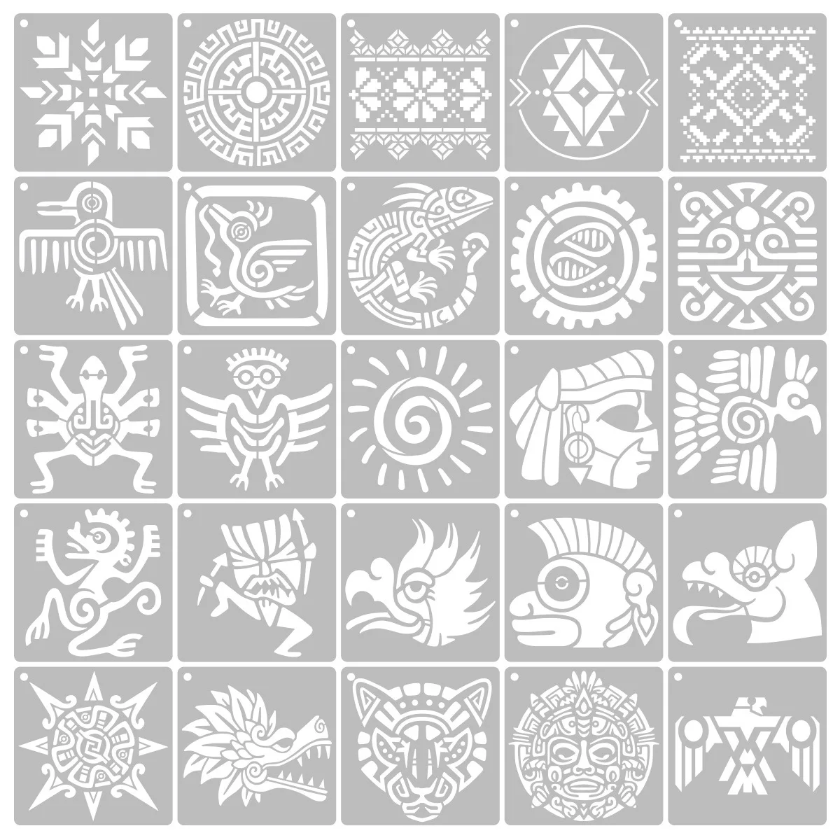 25Pcs Aztec Pattern Stencils 5