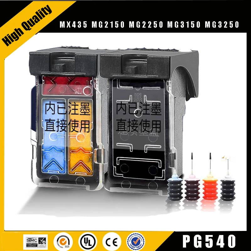 Einkshop Pg540 Cl541 Cartuccia Di Inchiostro Riutilizzabile Per Canon Pg-540 Pg 540 Cl-541 Pixma Mx375 Mx395 Mx435 Mg2150 Mg2250 Mg3150 Mg3250