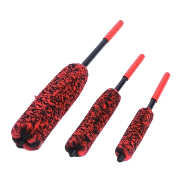 Brosse de détail de roues automobiles, outils de nettoyage de roues pliables en laine pour jante de voiture, lavage des pneus, nettoyage facile des zones difficiles à atteindre 1