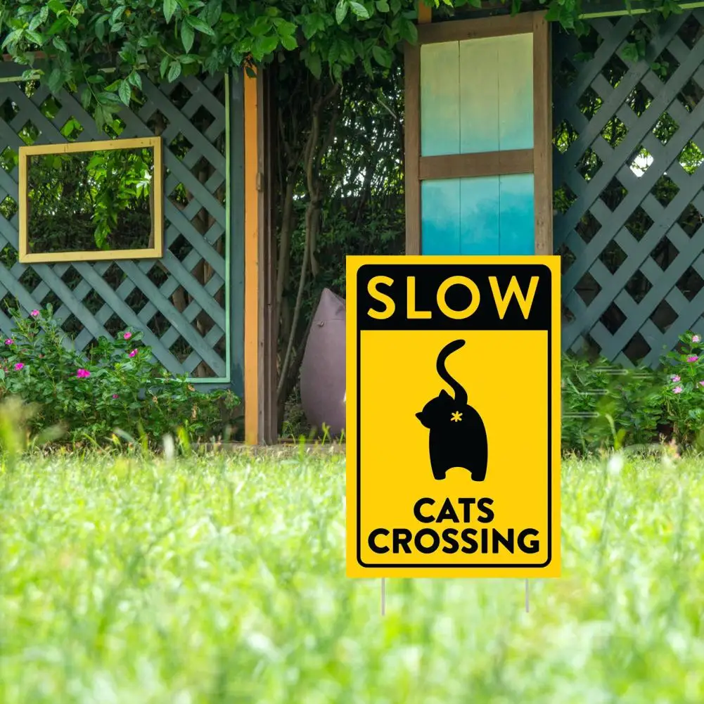 1/2/3Pcs 30*20cm Slow Cats Crossing Sign Wooden Black Kitten Ass Cross Warning Sign Home Farmhouse Wall Sign Decoration Ornament