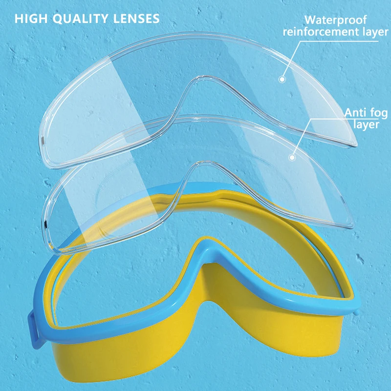Swimming Glasses Waterproof Anti-fog HD Transparent Earplugs Kids Swimming Goggles Large FramePool Eyewear Swimming Accessories 4