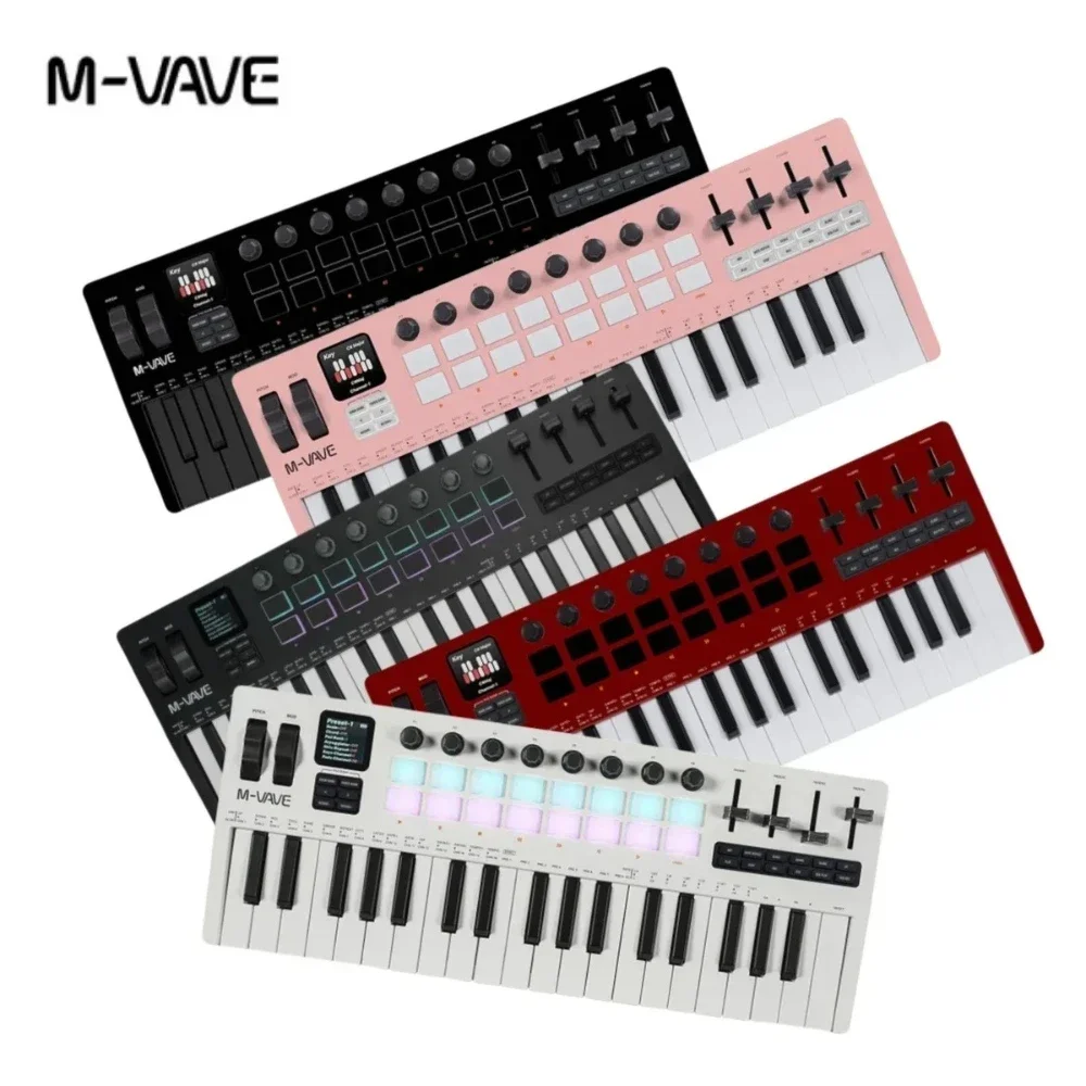 MIDI Keyboard M-VAVE SMK-37 Pro 37 Key MIDI Controller With Built-in Synth Engine 8 Knobs + 16 RGB Pads