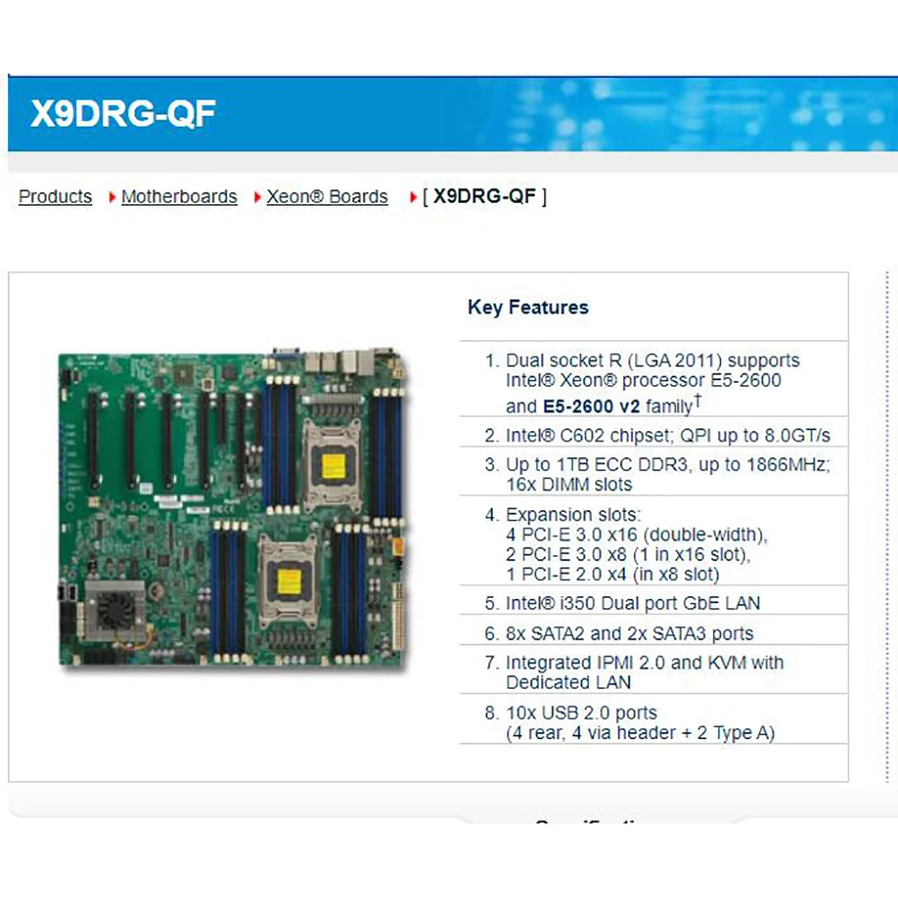 X9DRG-QF For Supermicro Server Motherboard Xeon E5-2600 V1