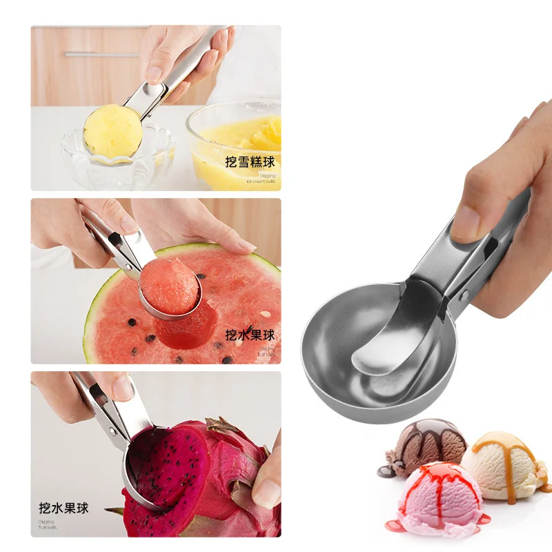 Ice Cream Scoops Stacks Stainless Steel Ice Cream Digger Non-Stick Fruit Ball Maker Watermelon Spoon Tool ice cream scoop ice shovel scoop