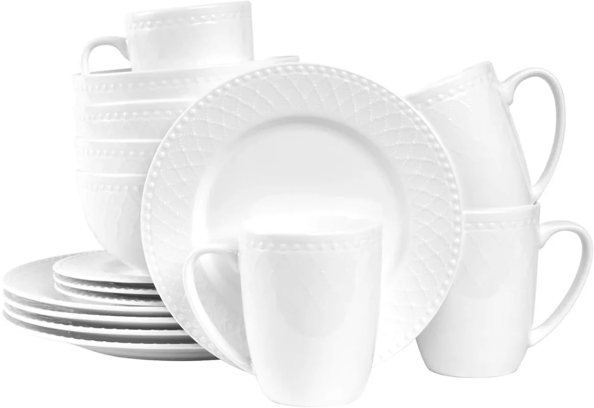 

Formal Bone China Dinnerware Set 32 Piece Service for 8, White