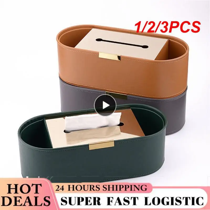 

1/2/3PCS Luxury Multifunction PU Leather Tissue Box Remote Sundries Storage Holder Desktop Paper Drawer Art Home Decor Napkin