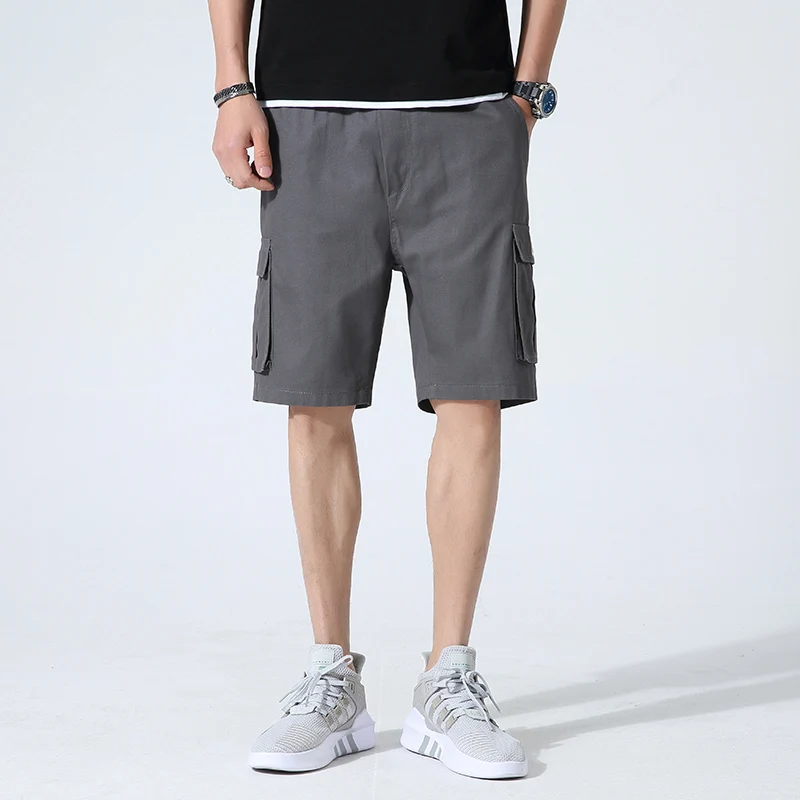 2022 New Summer Multi-Pockets Cargo Shorts Men Plus Size Knee Length Straight Short Pants Male Solid Cotton Loose Casual Shorts casual shorts