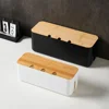 Cable Management Box Bamboo Cover Wire Junction Board Storage Box Hide Wires Power Strips Desk Computer Cable Organizer Box 4