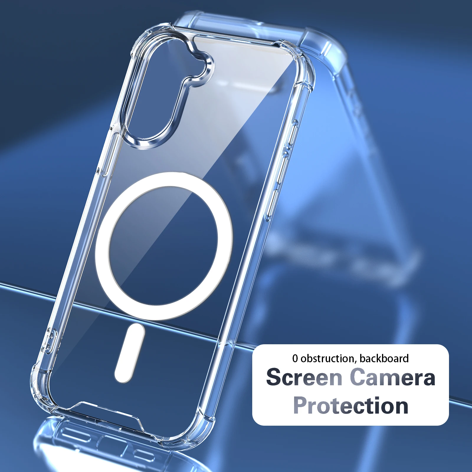 Luxury Magnetic Transparent Phone Case with Airbag Shockproof Protection