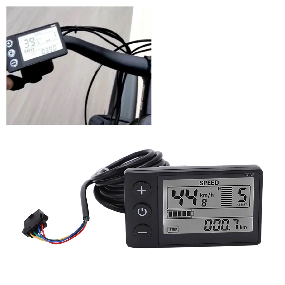 BAAU S866 Electric Bike Display LCD Meter 24V 36V 48V Electric Scooter Control Panel with SM Plug Bike LCD Display