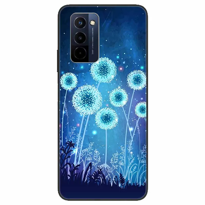 Stylish Black TPU Soft Silicone Bumper Case with Cartoon Flowers and Animals Design