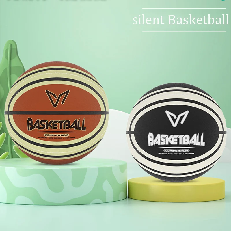 Balle de basket-ball silencieuse avec housse en tissu, balle d'entraînement pour enfants, mousse PU douce au toucher, parfaite pour l'appartement
