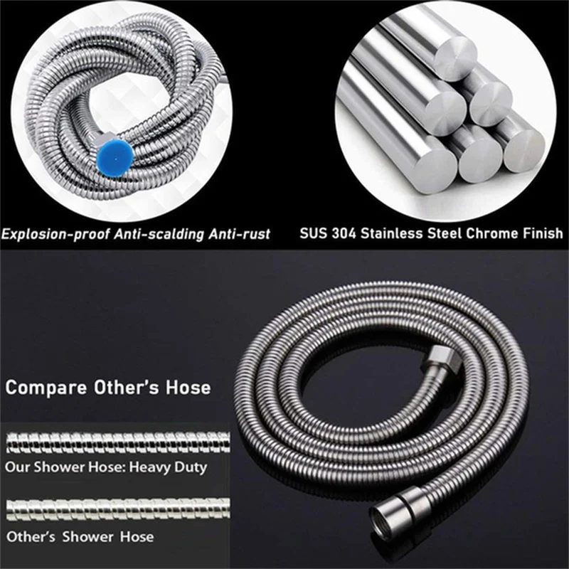 1.5m Flexible Shower Hose Plumbing Hoses Stainless Steel Chrome Bathroom Accessories Water Head Washers Showerhead Pipe bathroom accessories