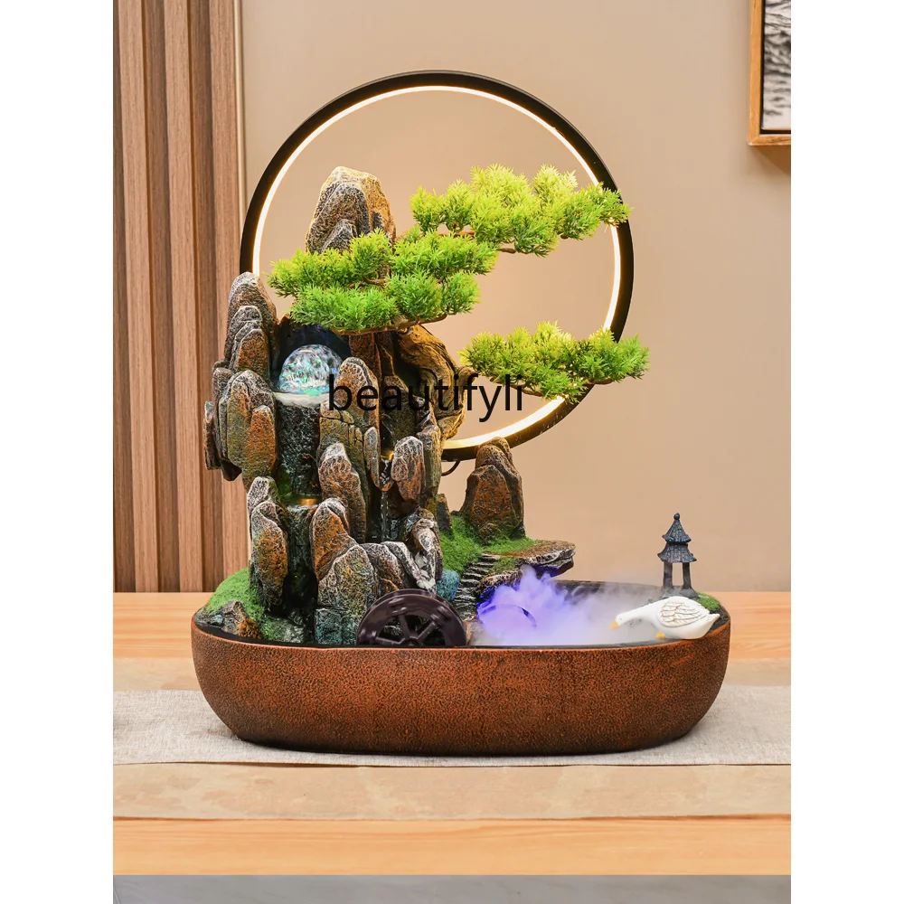

yj High Mountain Water Fountain Rockery Water Landscape Decoration Circulating Water Office Fortune Decoration
