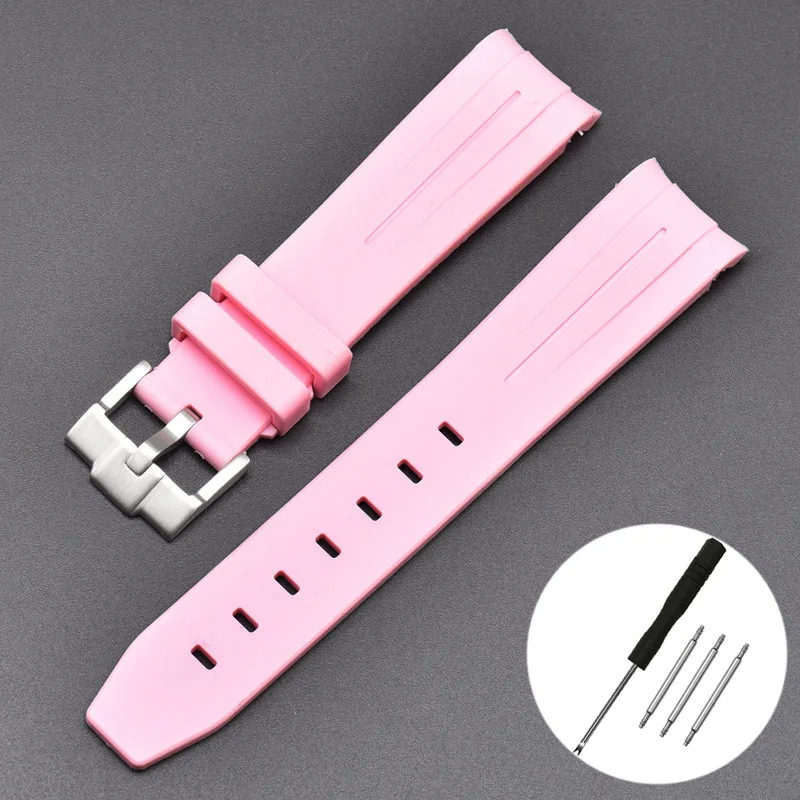 20mm Curved End Waterproof Rubber Sports Watch Strap