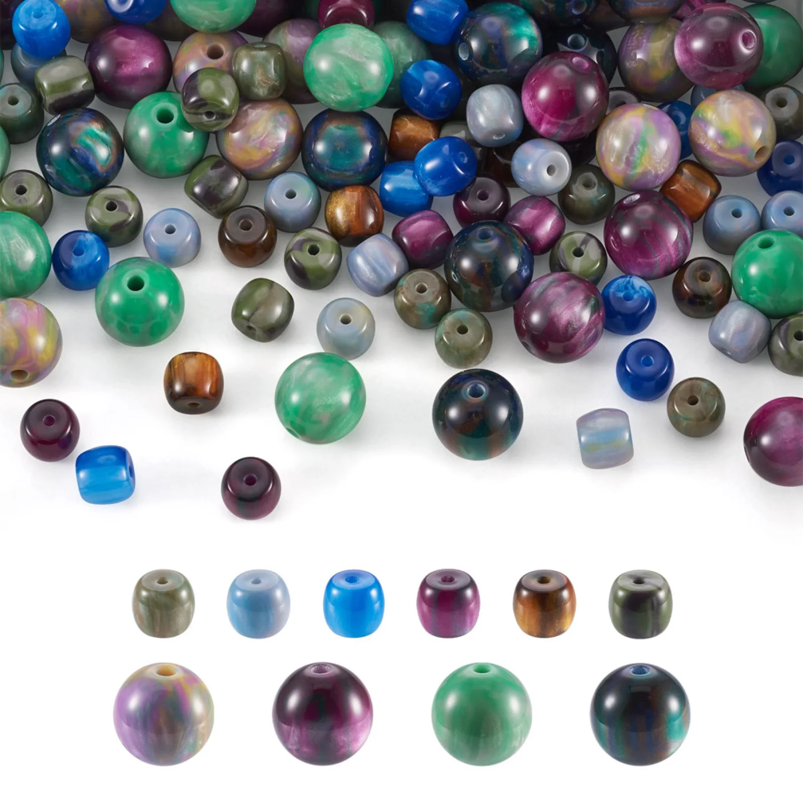 

250Pcs Mixed Size Barrel Round Shape Resin Beads Imitation Gemstone Spacer Beads for Bracelet Charms Necklace Jewelry Making DIY