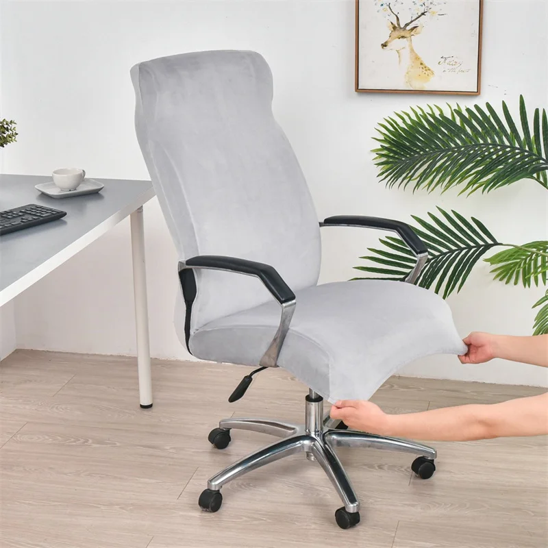 Velvet Office Chair Cover Computer Swivel Seat Cover Modern Elastic Chair Anti-slip Washable Slipcovers Removable Dust Covers 4