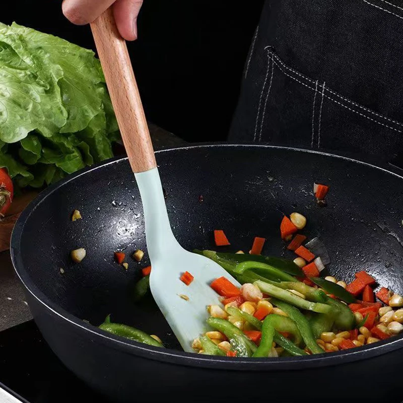 Silicone Non-Stick Cooking Utensil Set with Spatula and Pizza Shovel