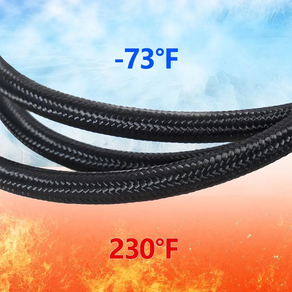 7Ft Flexible PTFE Transmission Cooler Hose Lines Fitting Nylon Billet Aluminum Braided Lines 2X For 4L60/700R4/TH350/TH400 silicone oil hose tube