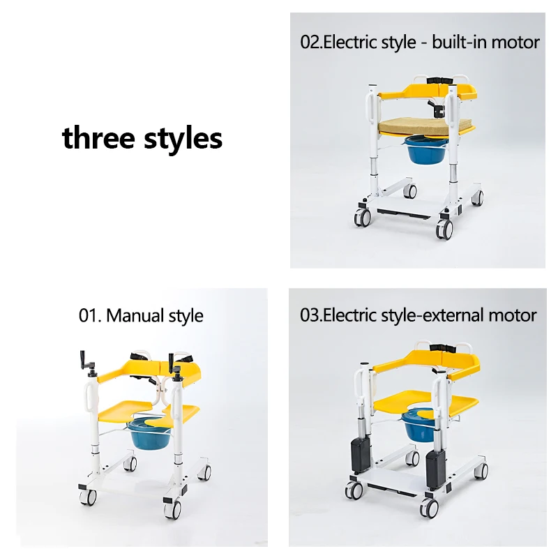 New product rehabilitation therapy shower adjustable patient electric lift transfer chair with commode 2