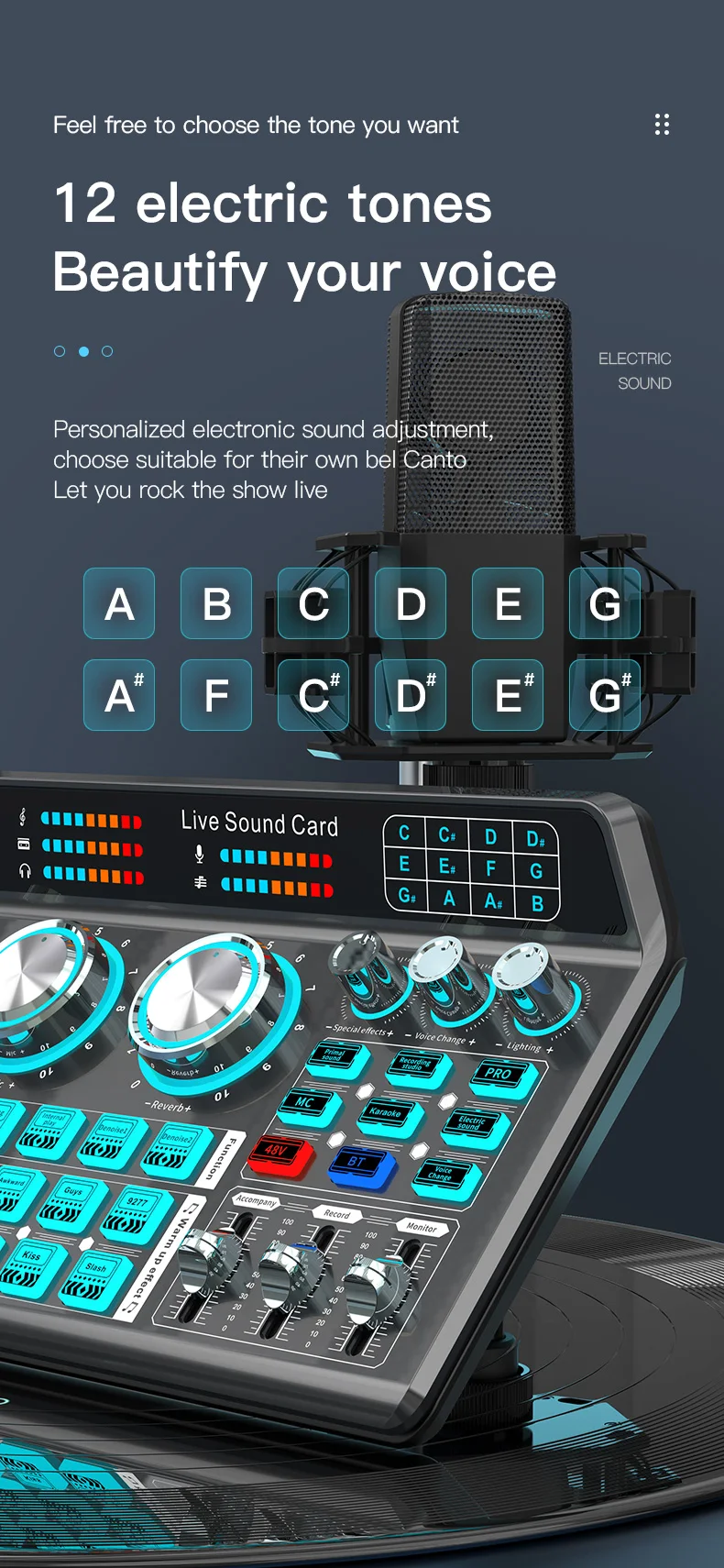 Live Sound Card for Mobile & Computer Universal Recording Mic Head Dedicated for Singing and Live Streaming