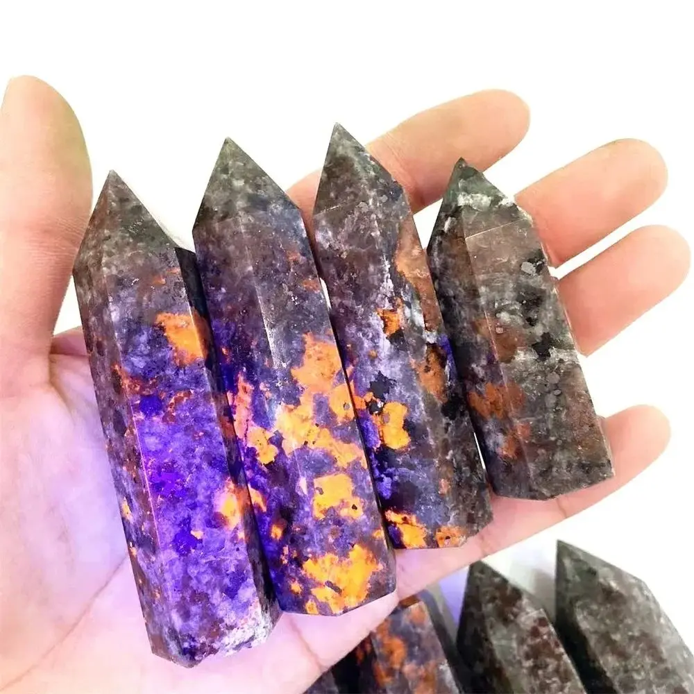 

Natural Crystal Column Flame Stone Hexagonal Prism Energy Column Pendulum Single Tip Column Raw Stone Grinding Home Decoration