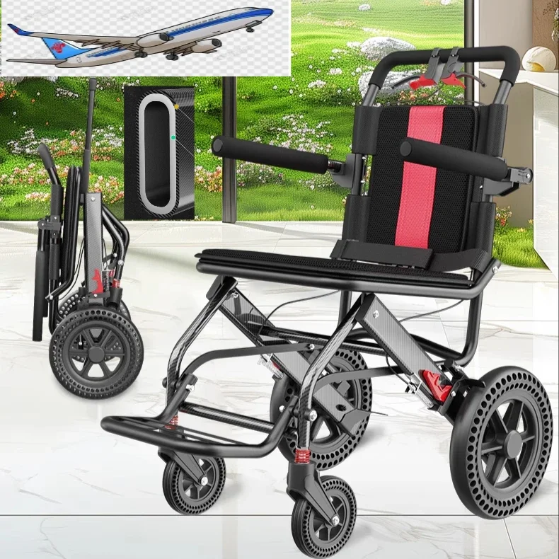 alloy frame travel Wheelchair scooter folding light ultra-light small simple travel portable trolley for the elderly