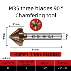 Enhanced Chamfer Cutter End Mill Tool Set - 3 - Blade 90° for Wood & Steel, 4.5 - 60mm