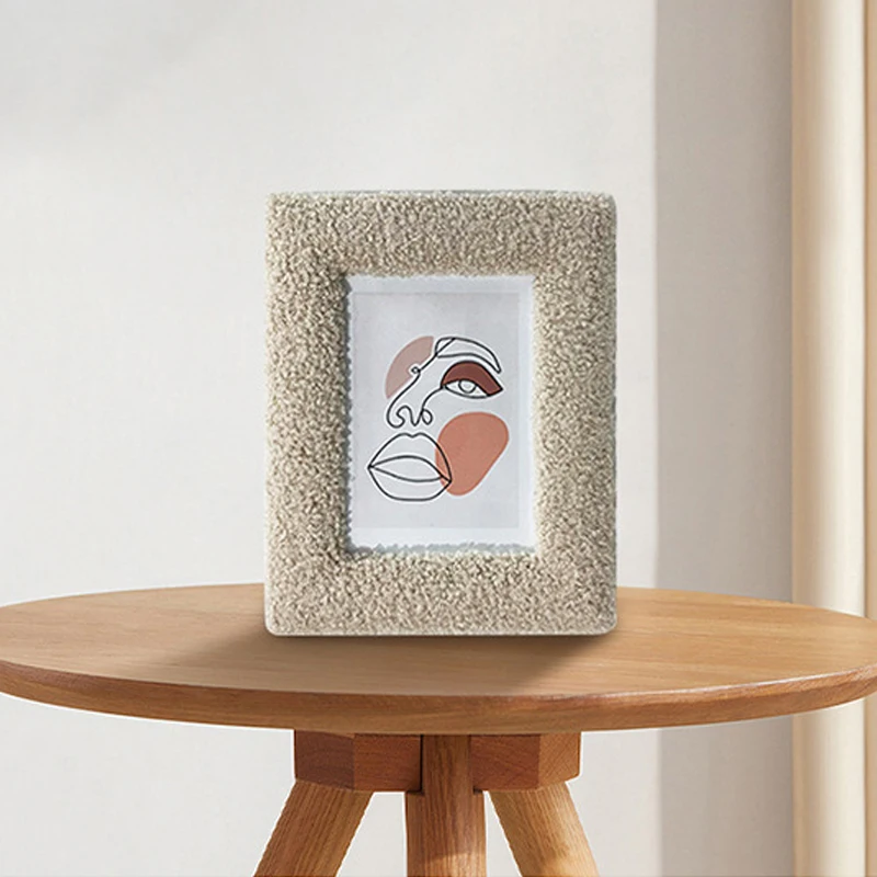 6Inch Solid Color Plush Photo Frame Teddy Velvet Square Photo Frame Tabletop Cute Exquisite Decorative Ornament photo frame