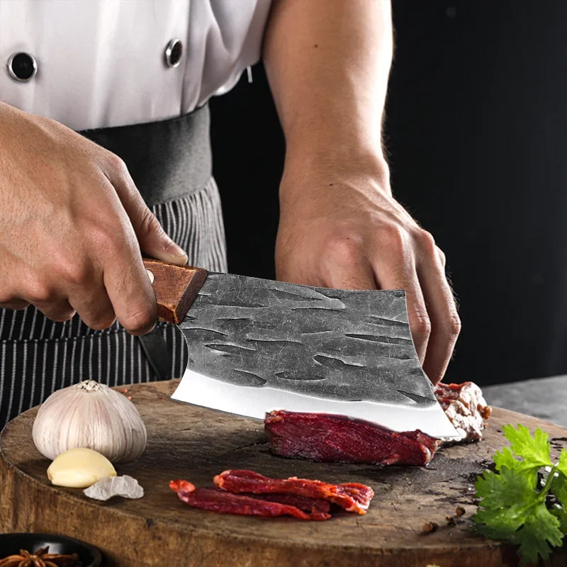 Description Picture 6 of itemHousehold Mini Meat Cleaver Stainless Steel Fish Knife with Wooden Handle Small Kitchen Vegetable Slicing Fruit Knife