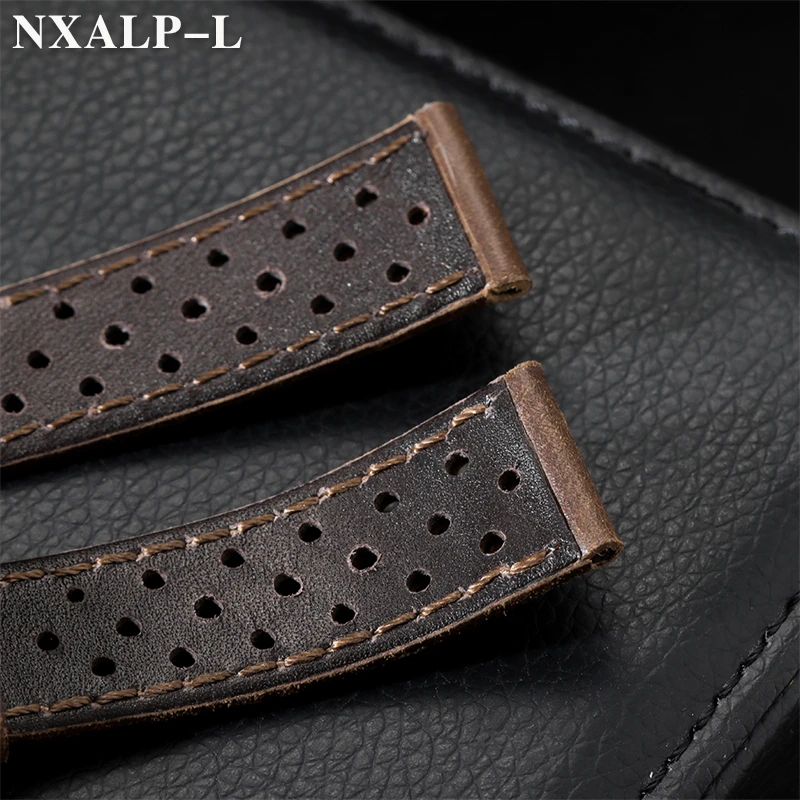 Breathable Cowhide Leather Watch Strap – Oil/Matte Finish Adjustable Wristband