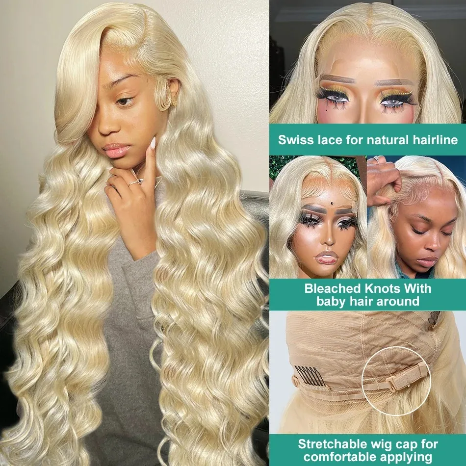 40 Inches HD 250% 613 Blonde 13x6 Lace Front Human Hair Wigs Body Wave 13x4 Lace Frontal Wig 5X5 Glueless Ready to Wear