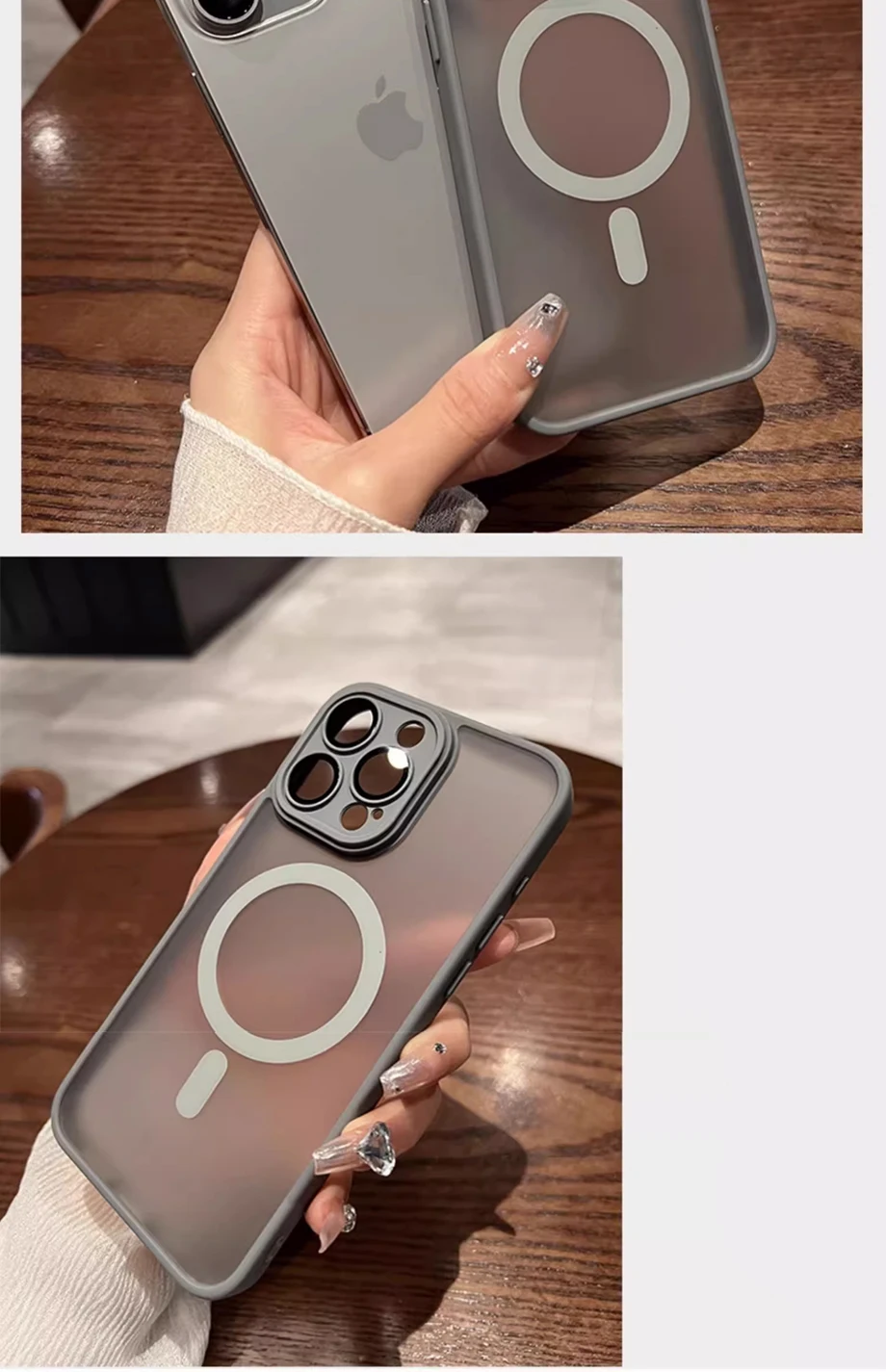 جراب مغناطيسي فاخر غير لامع شفاف للصدمات ، غطاء شحن لاسلكي magafe ، iPhone 16 ، 15 ، 14 ، 13 ، 12 ، 11 Pro Max ، Plus