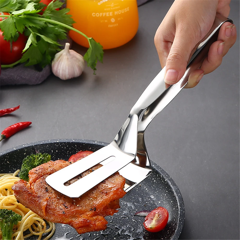 Stainless Steel Steak Clamp Food Bread Meat Clip Tongs BBQ Kitchen