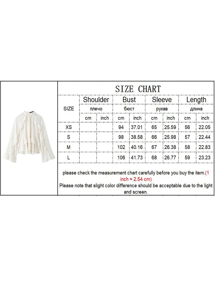 TFMLN Sweet Women Solid Tierred Blouses Fashion Chic Causal O-neck Long Flare Sleeve Ruffles Pullover Tops 2025 Spring Summer
