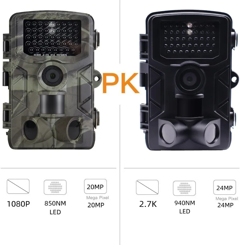 Trail Camera 24MP 2.7K Game Camera Night Vision Motion Activated Wide-Angle Waterproof 2.0&rdquo; HD TFT Screen Wildlife Monitoring