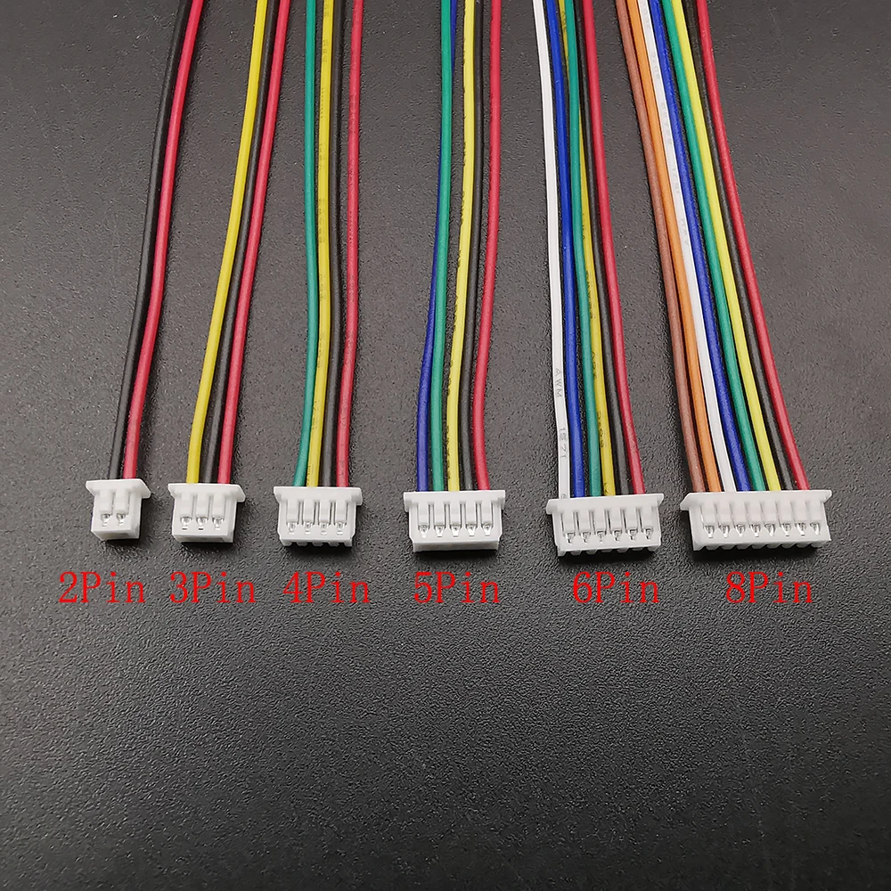 10 pièces Mini JST 1.25mm pas MX1.25 2/3/4/5/6/8 broches simple extrémité/même Direction femelle à femelle fiches fils connecteur 28AWG – Image 2