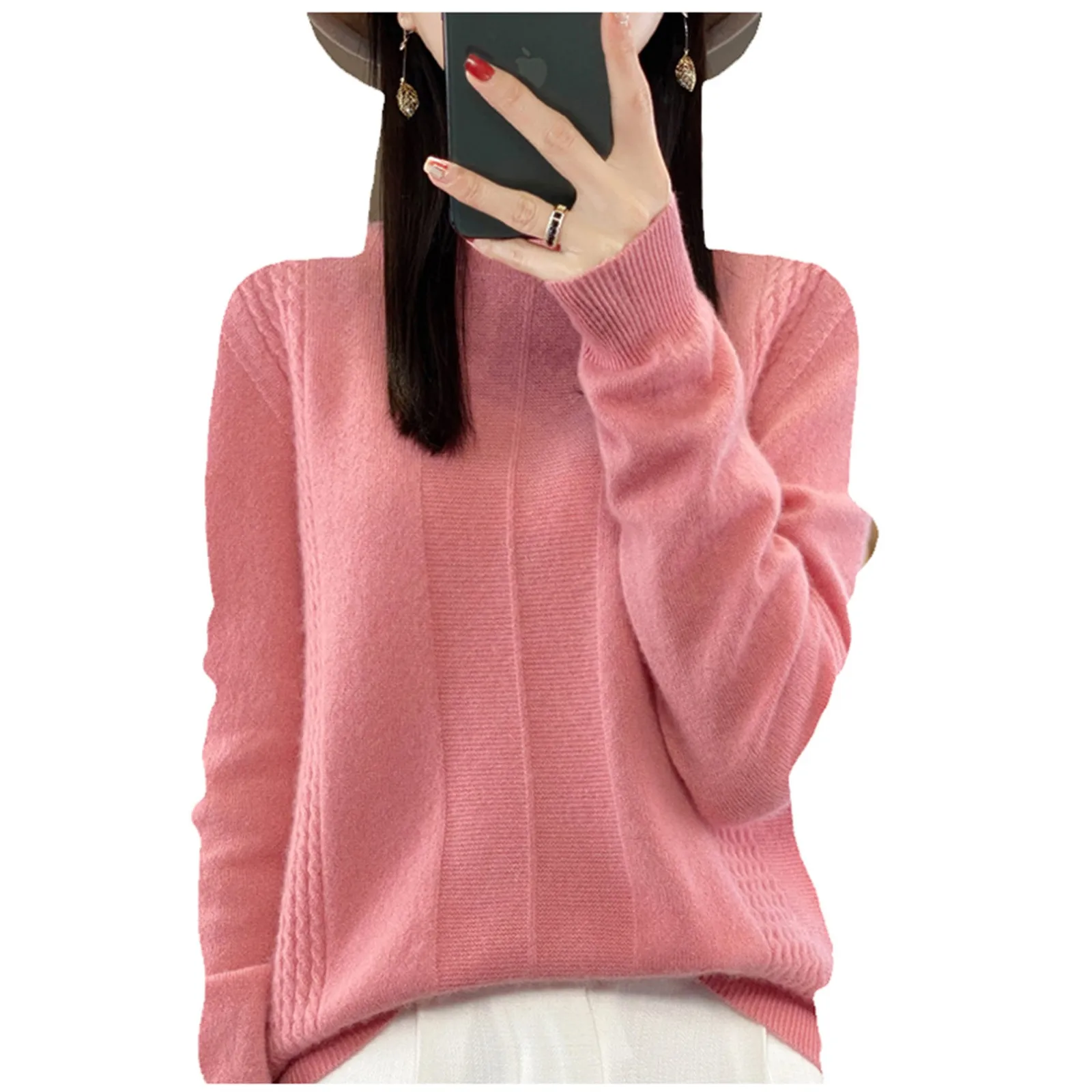 

New Autumn Winter Korean Sweater Half Turtleneck Solid Color Pullover Sweater Sense Of Design Temperament Versatile Slim Tops