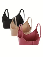 3PCS No Steel Ring with Sports Pad Bra Breastfeeding Non-sagging Vest-style Pregnant Women's Clothing Underwear Front Buckle 2